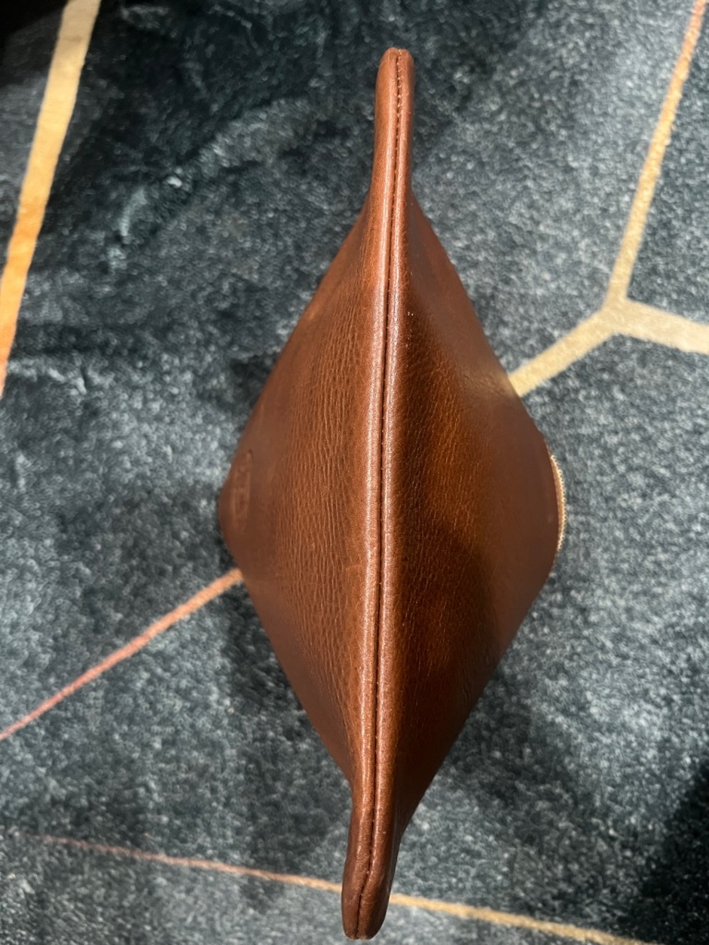Ghurka Chestnut Pebbled Leather Pouch with Gold Zipper - Picture 3 of 9